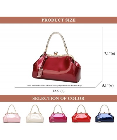 Women's Handbag and Purse PU Patent Leather Top Handle Shoulder Bag Crystal Buckle Satchel Bag Evening Tote Crossbody A / Pin...