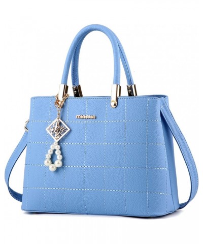 Women Fashion Handbag Designer Tote Purse PU Top Handle Shoulder Bag with Pendant (Rose) Sky Blue $21.62 Totes