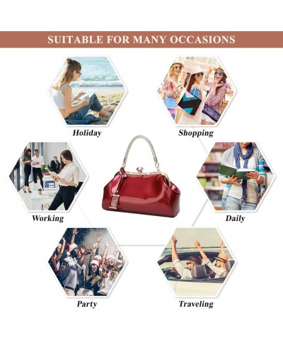 Women's Handbag and Purse PU Patent Leather Top Handle Shoulder Bag Crystal Buckle Satchel Bag Evening Tote Crossbody A / Pin...