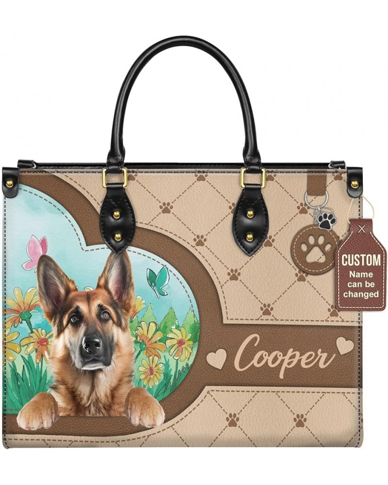 Personalized German Shepherd Dog Handbags, Custom Name Dog Leather Bags, Purses, Shoulder Bag, Gift For Dog Mom Dog Lover Sty...