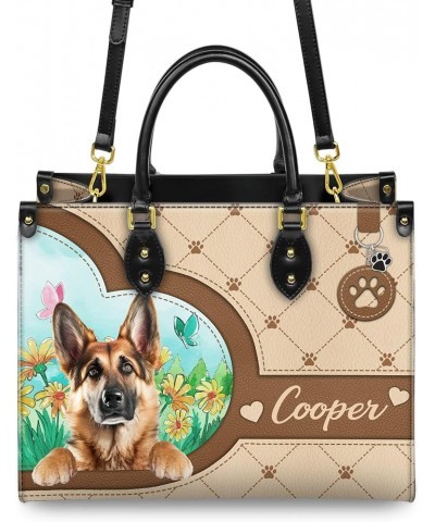 Personalized German Shepherd Dog Handbags, Custom Name Dog Leather Bags, Purses, Shoulder Bag, Gift For Dog Mom Dog Lover Sty...