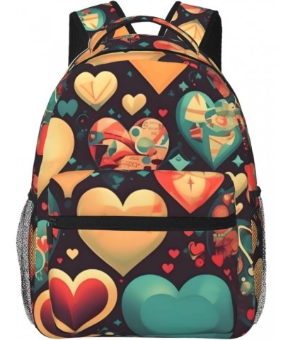 Colorful Hearts Stylish And Lightweight Backpack,Comfortable To Carry,Multi-Pocket Design,23l Capacity,Easily Meet Your Daily...