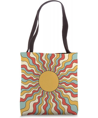 Trippy Psychedelic Orange Sun and Teal Pattern Tote Bag $14.15 Totes