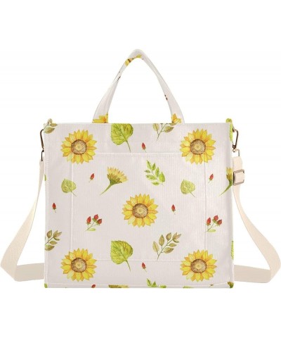 Watercolor Sunflowers and Leaves Women's Tote Handbags Top Handle Satchel Shoulder Bag Crossbody Bag for Office Travel M $14....