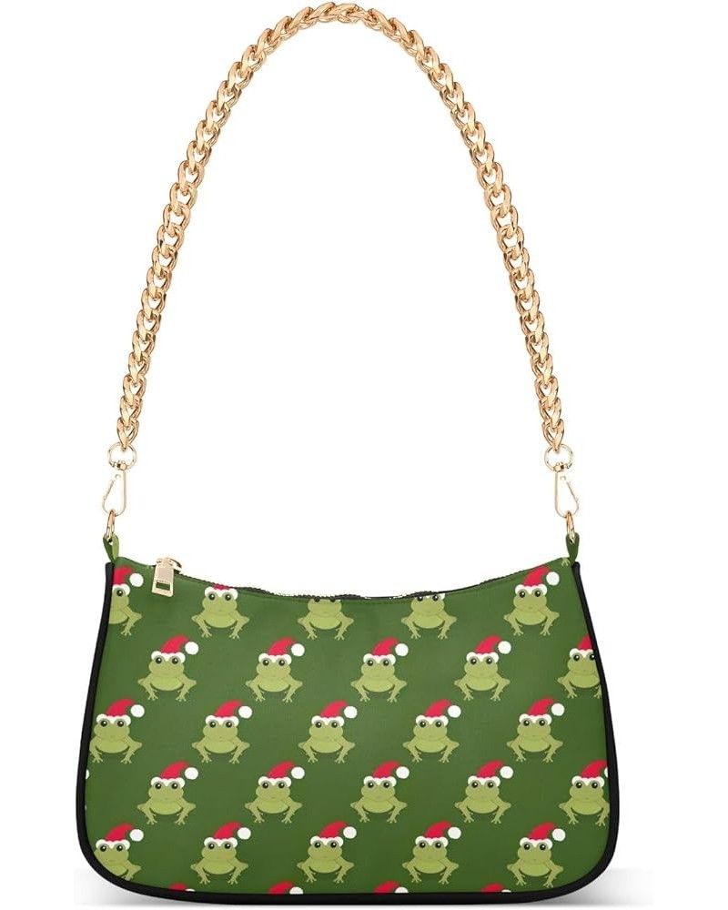 Christmas Green Frog Santa Hat Purse for Women Chain Shoulder Bag Party with Zipper Christmas Green Frog Santa Hat $14.40 Han...