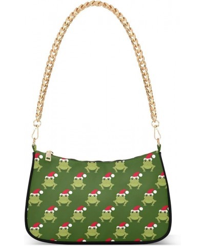 Christmas Green Frog Santa Hat Purse for Women Chain Shoulder Bag Party with Zipper Christmas Green Frog Santa Hat $14.40 Han...