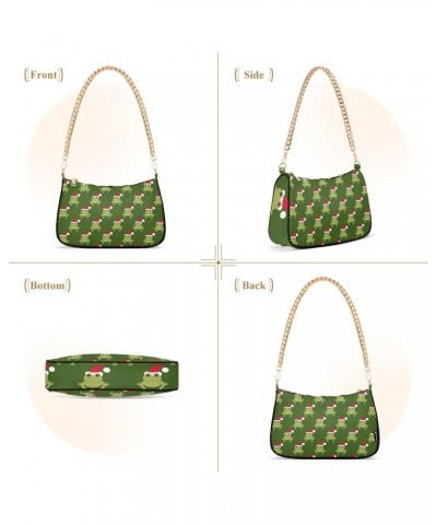 Christmas Green Frog Santa Hat Purse for Women Chain Shoulder Bag Party with Zipper Christmas Green Frog Santa Hat $14.40 Han...