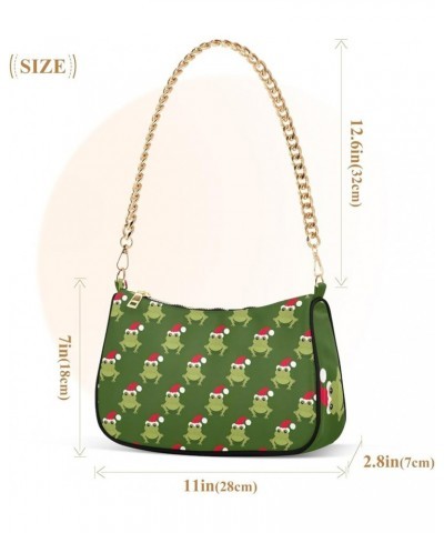 Christmas Green Frog Santa Hat Purse for Women Chain Shoulder Bag Party with Zipper Christmas Green Frog Santa Hat $14.40 Han...