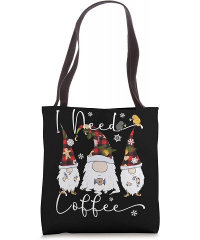 I Need Coffee Funny Coffee & Gnome Lover Red Plaid Christmas Tote Bag $9.87 Totes