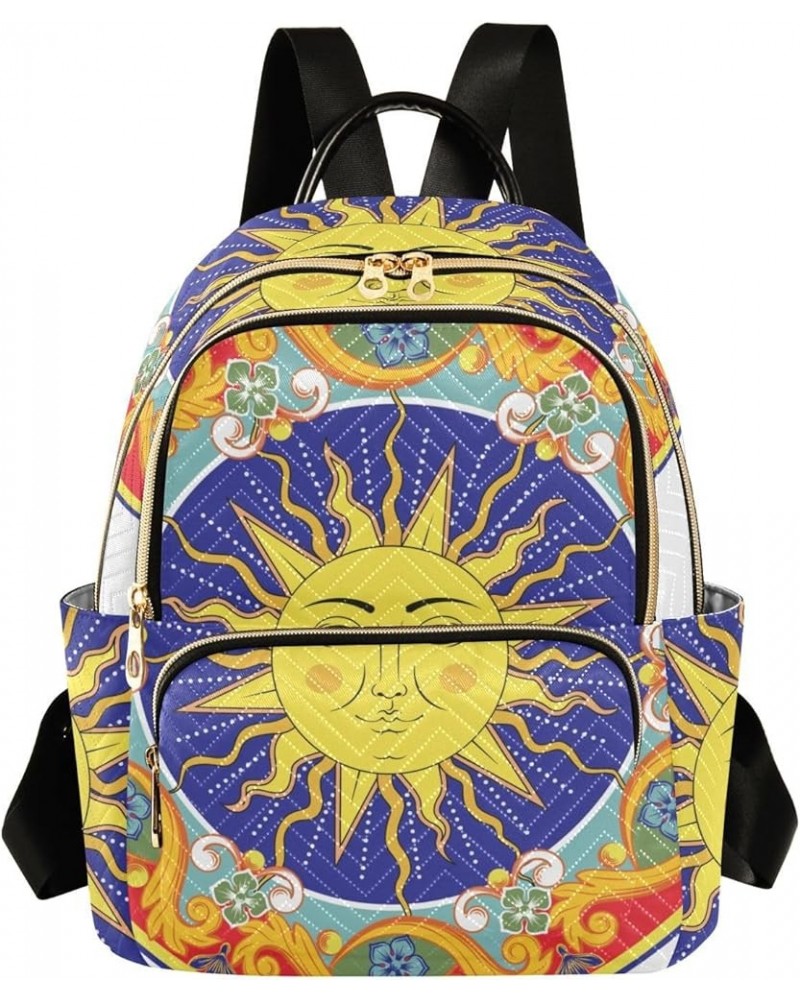 Boho Vintage Sun Moon and Star Backpack Purse for Women Lightweight Back Pack Casual Daypack Travel Shoulder Bag Bookbag - M ...