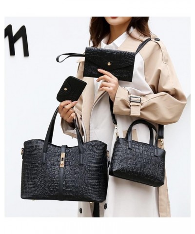 Handbags Tote Bags Wallets Shoulder Bags Hardware Lock Handbags Card Hold for Ladies 4 Pcs Set Blue $30.85 Totes