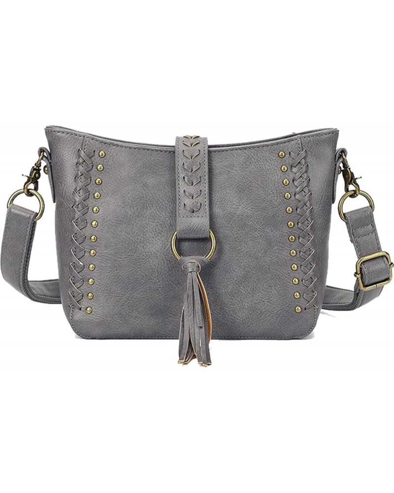 Women Tassel Zipper Crossbody Bag Braided Shoulder Bag Purse Fashion Travel Bag Satchel Adjustable Shoulder Strap Grey $22.53...