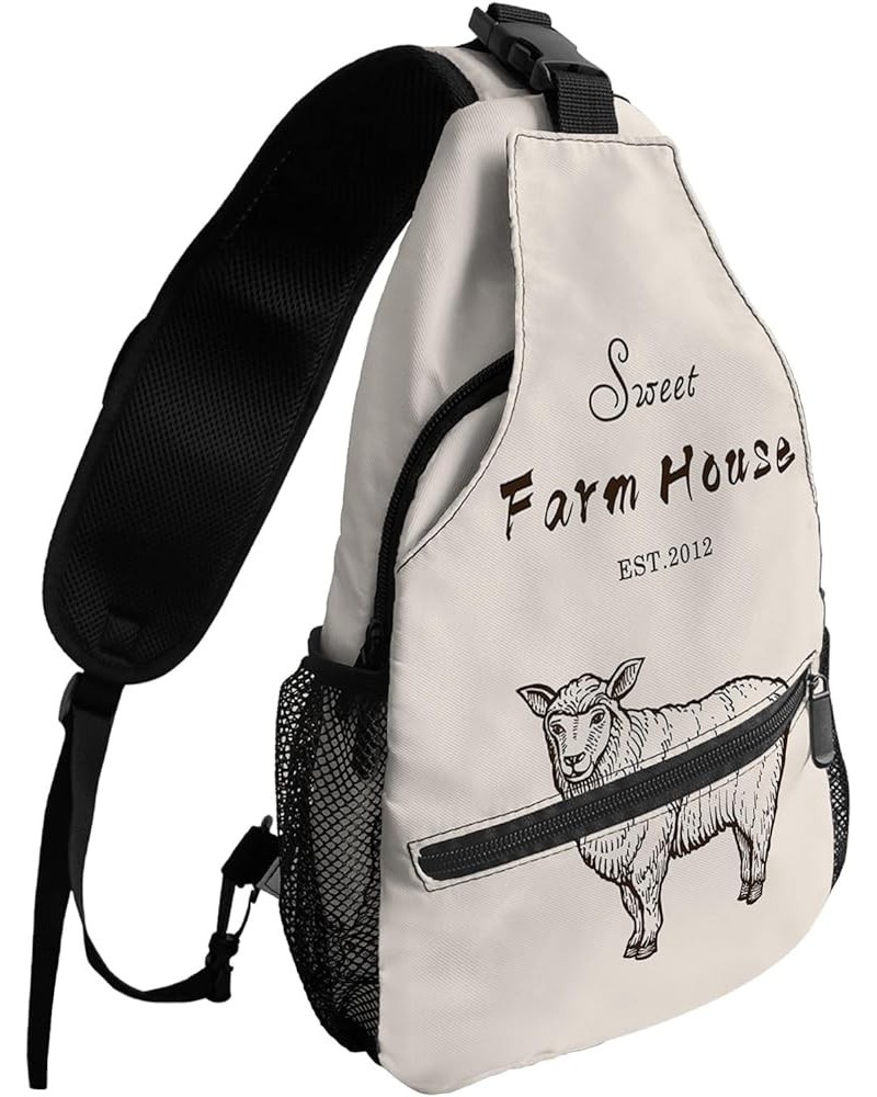 Sling Backpack, Sweet Farm House Horse Waterproof Lightweight Small Sling Bag, Travel Chest Bag Crossbody Shoulder Bag Hiking...