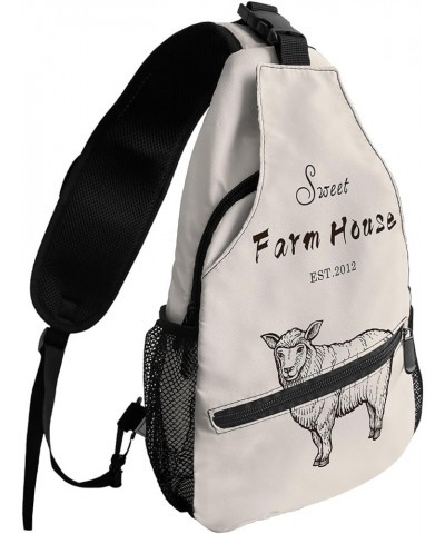 Sling Backpack, Sweet Farm House Horse Waterproof Lightweight Small Sling Bag, Travel Chest Bag Crossbody Shoulder Bag Hiking...