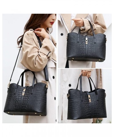 Handbags Tote Bags Wallets Shoulder Bags Hardware Lock Handbags Card Hold for Ladies 4 Pcs Set Blue $30.85 Totes