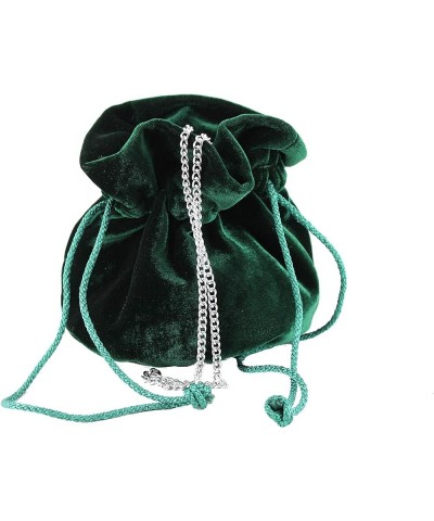 British Hand Made Fantasy Suede Velvet Drawstring Clutch Shoulder Cross-body Bag Forest Green $19.79 Clutches