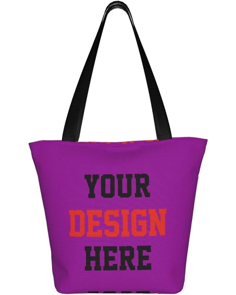 Custom Tote Bag Your Design Here Personalized Shoulder Bags Custom Handbag For Women For Travel Business Shopping Purple $9.8...