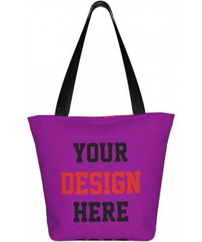 Custom Tote Bag Your Design Here Personalized Shoulder Bags Custom Handbag For Women For Travel Business Shopping Purple $9.8...