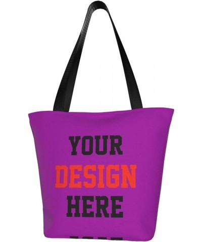 Custom Tote Bag Your Design Here Personalized Shoulder Bags Custom Handbag For Women For Travel Business Shopping Purple $9.8...