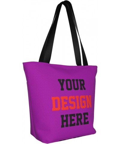 Custom Tote Bag Your Design Here Personalized Shoulder Bags Custom Handbag For Women For Travel Business Shopping Purple $9.8...