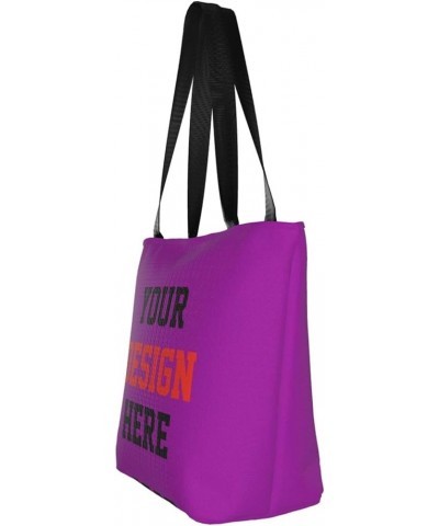 Custom Tote Bag Your Design Here Personalized Shoulder Bags Custom Handbag For Women For Travel Business Shopping Purple $9.8...