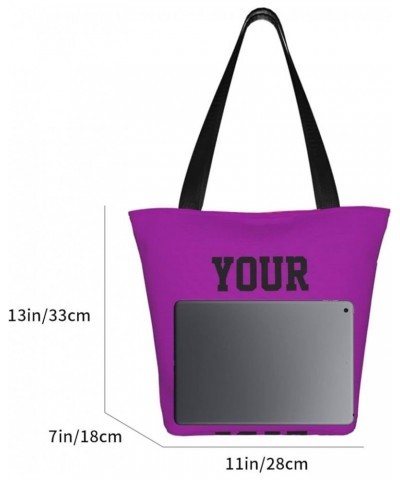 Custom Tote Bag Your Design Here Personalized Shoulder Bags Custom Handbag For Women For Travel Business Shopping Purple $9.8...