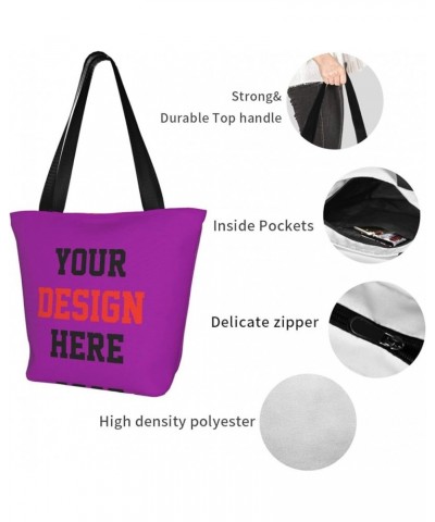 Custom Tote Bag Your Design Here Personalized Shoulder Bags Custom Handbag For Women For Travel Business Shopping Purple $9.8...