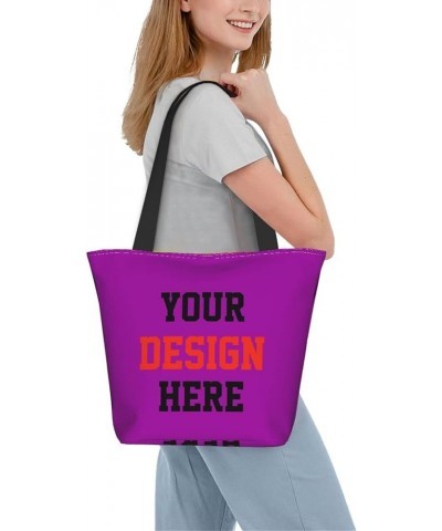 Custom Tote Bag Your Design Here Personalized Shoulder Bags Custom Handbag For Women For Travel Business Shopping Purple $9.8...