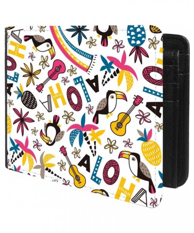 Unique Desige Pattern - Summer pattern with toucans and ornamental phrase - ALOHA, Slim Front Pocket Wallet Billfold RFID Blo...