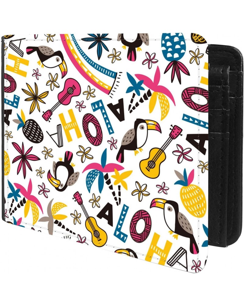 Unique Desige Pattern - Summer pattern with toucans and ornamental phrase - ALOHA, Slim Front Pocket Wallet Billfold RFID Blo...