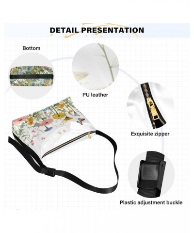 Vivid Flowers and Butterfly Crossbody Bag Hobo Handbag Purse Fashion PU Leather Shoulder Bags for Women $14.62 Hobo Bags