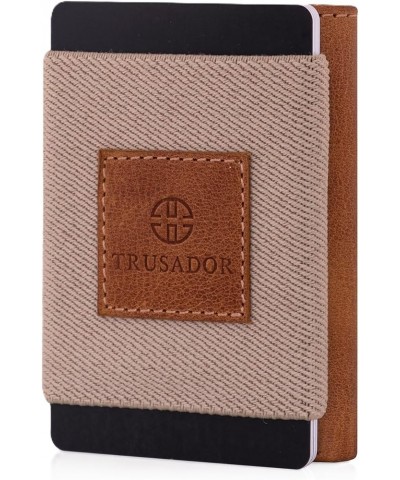 Rimini Men & Women Minimalist Small Front Pocket Leather Wallet Elastic Credit Card Holder (Brown Vintage) Cognac $14.70 Wallets