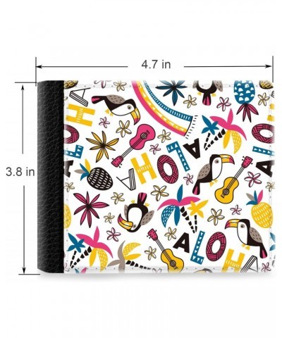 Unique Desige Pattern - Summer pattern with toucans and ornamental phrase - ALOHA, Slim Front Pocket Wallet Billfold RFID Blo...