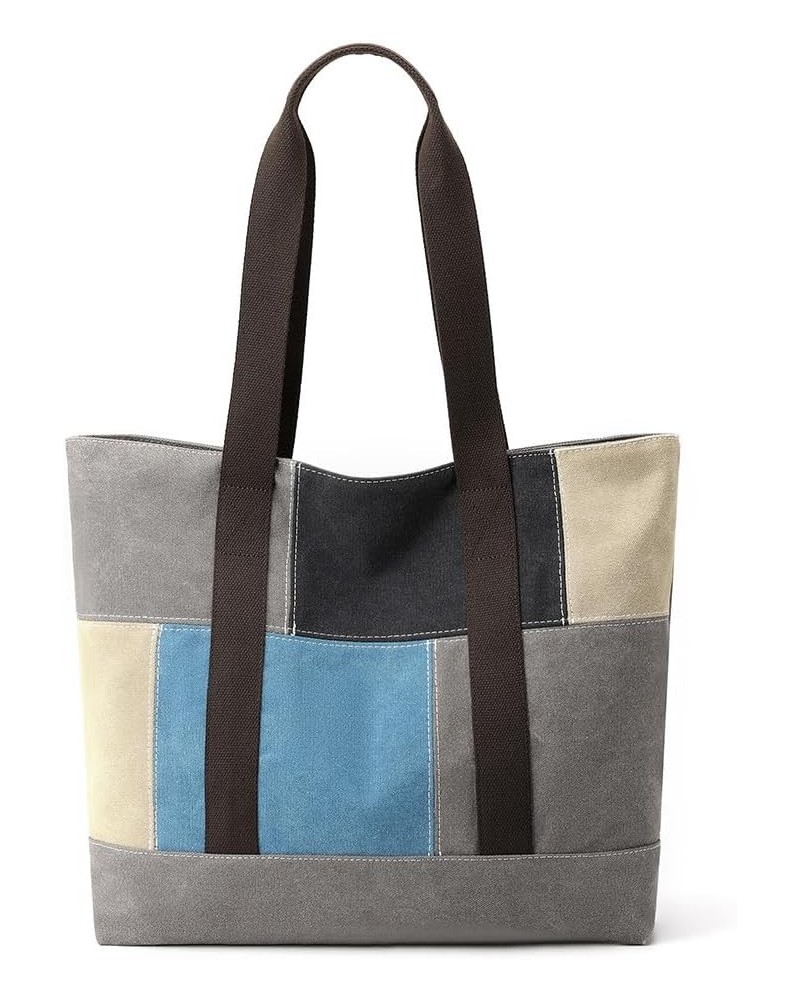 Tote Bag for Women Casual Zipper Tote Everyday Shoulder Tote Handbag Travel Hobo Top Handle Purse with Pocket Work Blue $15.4...