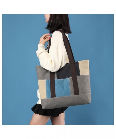 Tote Bag for Women Casual Zipper Tote Everyday Shoulder Tote Handbag Travel Hobo Top Handle Purse with Pocket Work Blue $15.4...