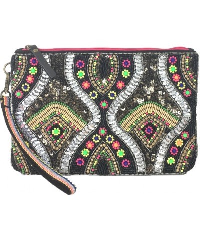 Steven Womens Danika Beaded Clutch Black Multi One Size $16.80 Clutches