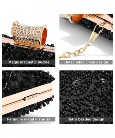 Womens Beaded Evening Clutch Bag 1920s Sequin Purse Bridal Wedding Party Prom Handbags Black $23.00 Evening Bags