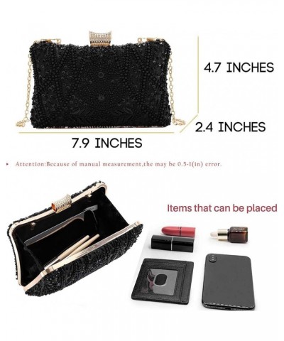 Womens Beaded Evening Clutch Bag 1920s Sequin Purse Bridal Wedding Party Prom Handbags Black $23.00 Evening Bags