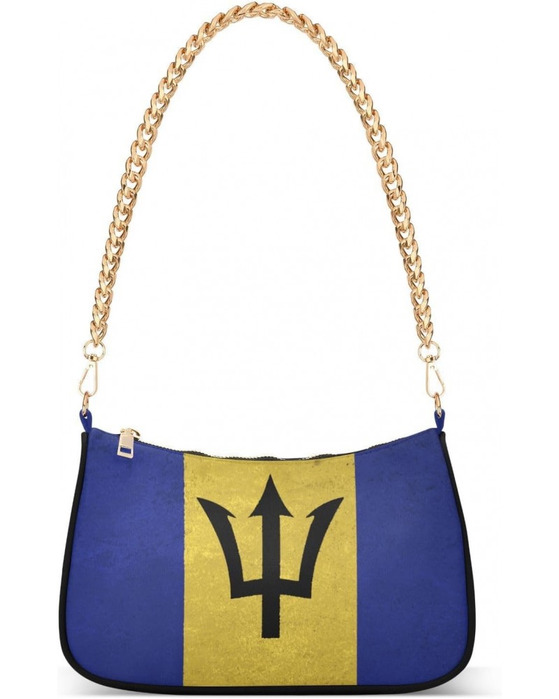 Patriot Shoulder Bag Barbados Flag Grunge Women Clutch Handbag Shoulder Purch Boho Bag Date Chain Bag Country Flag Tote Bag H...