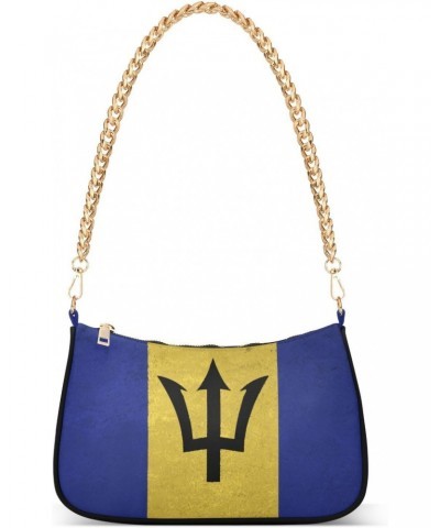 Patriot Shoulder Bag Barbados Flag Grunge Women Clutch Handbag Shoulder Purch Boho Bag Date Chain Bag Country Flag Tote Bag H...