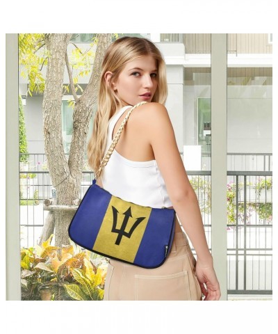 Patriot Shoulder Bag Barbados Flag Grunge Women Clutch Handbag Shoulder Purch Boho Bag Date Chain Bag Country Flag Tote Bag H...