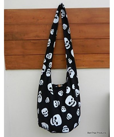 Skull Punk Rock Hippie Hobo Thai Cotton Sling Crossbody Bag Messenger Purse Black Sk9 $14.03 Hobo Bags