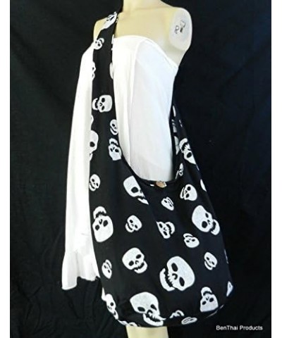 Skull Punk Rock Hippie Hobo Thai Cotton Sling Crossbody Bag Messenger Purse Black Sk9 $14.03 Hobo Bags