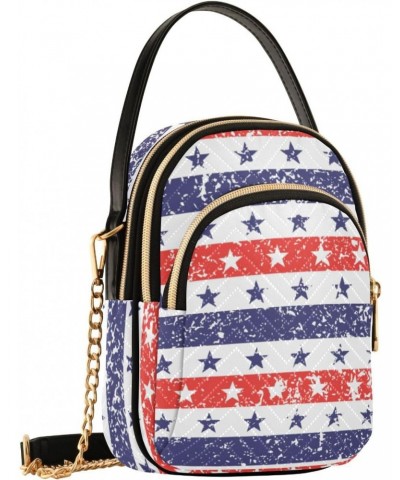 4th of July Cell Phone Purse Grunge Stars Stripes Liberty Crossbody Handbag Durable Shoulder Bag Sturdy Travel Pouch Compact ...