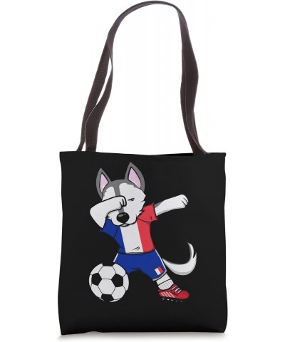 Dabbing Husky France Soccer Fan Jersey French Football Lover Tote Bag $12.23 Totes