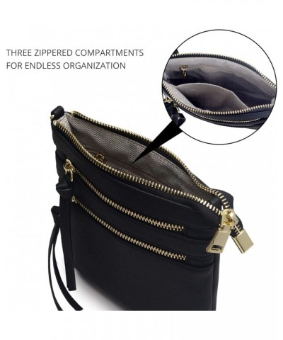 Women's Small Crossbody Purse Multi-Pocket Lightweight Crossover Travel Bag Over The Shoulder with Extra Long Strap Black $11...