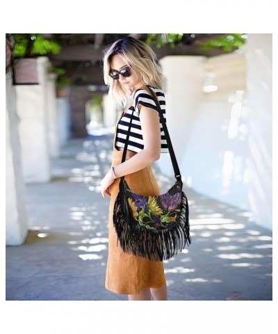 Yellow Sunflowers Butterflies Dragonflies Crossbody Bag for Women Fringe Shoulder Bag with Adjustable Strap $13.23 Crossbody ...