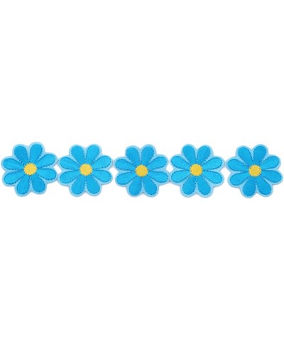 5 Pieces Flowers Iron on Patches for DIY Deco Clothing, Bags Appliques Sticker Patches Decorative Patches,Light Pink Blue Mul...