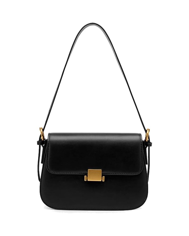 Genuine Leather Shoulder Bag for Women, Ladies Sleek Crossbody Messenger Bag Underarm Satchel Purse Black $26.00 Shoulder Bags