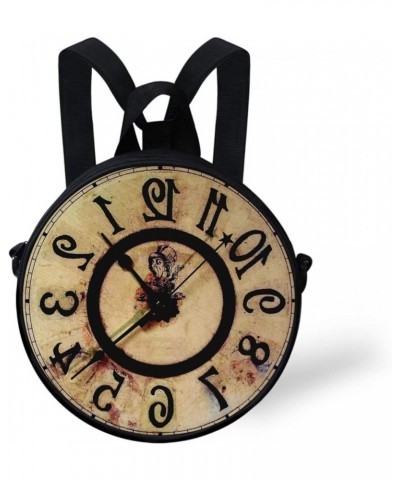 Women Novelty Round Clock Shape Zippered Clock Purses for Women Tote Handbag Shoulder Bag, Gift for Mom Girlfriend Clock Prin...